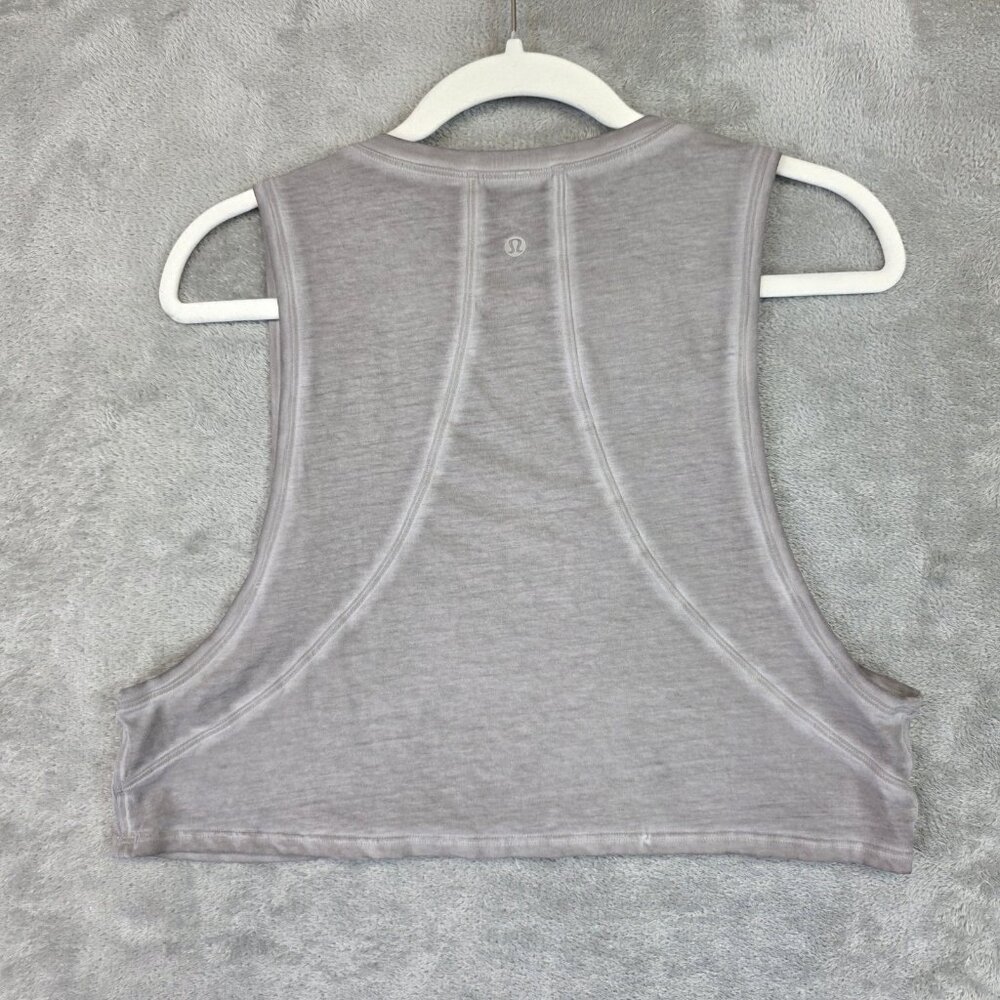 Lululemon Tank Top Womens M/L Gray Cropped Crew Neck Lightweight Jersey Yoga Gym - Picture 2 of 6